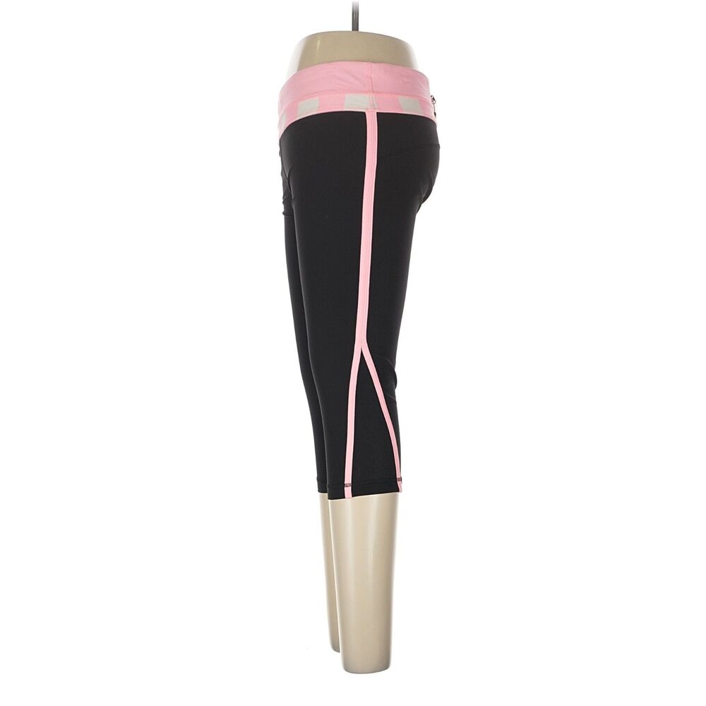 Lululemon Black Pink Cropped Capri Leggings Color Block Size 12 - Picture 5 of 7